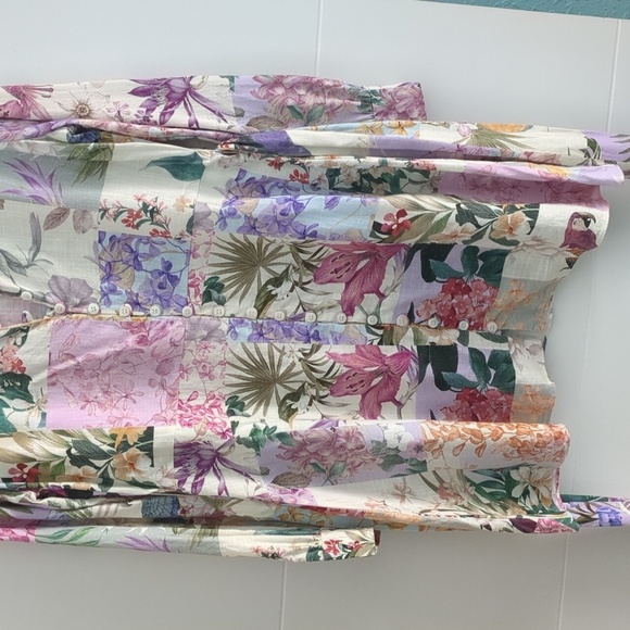 Zara Floral linen button down Spring floral Multicolor Dress blogger's favorite - Picture 3 of 10